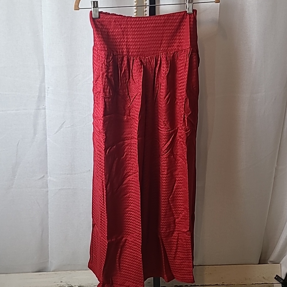 BOG Band of the Free Size Small Boho High Waist Wide Leg Pants Red Pull On NWT - Picture 2 of 6